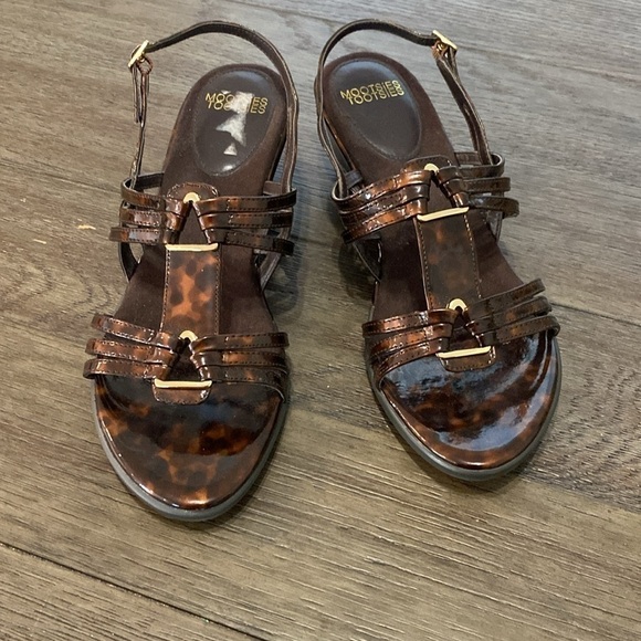 NEW Mootsies Tootsies Brown Marbled Small Wedge Sandals | Size 10 - Picture 9 of 12